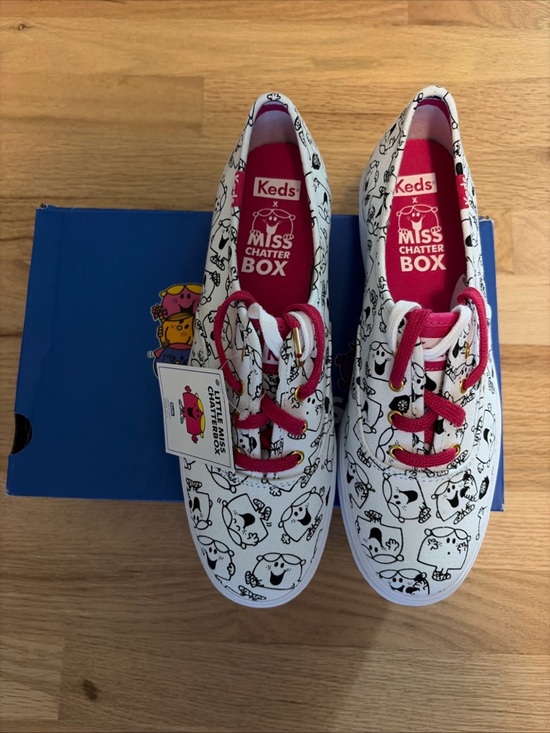 Keds Shoes - Keds Miss Chatterbox White Sneakers with Pink Accents
